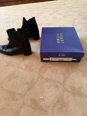 Stuart Weitzman Black Leather Ankle Booties
